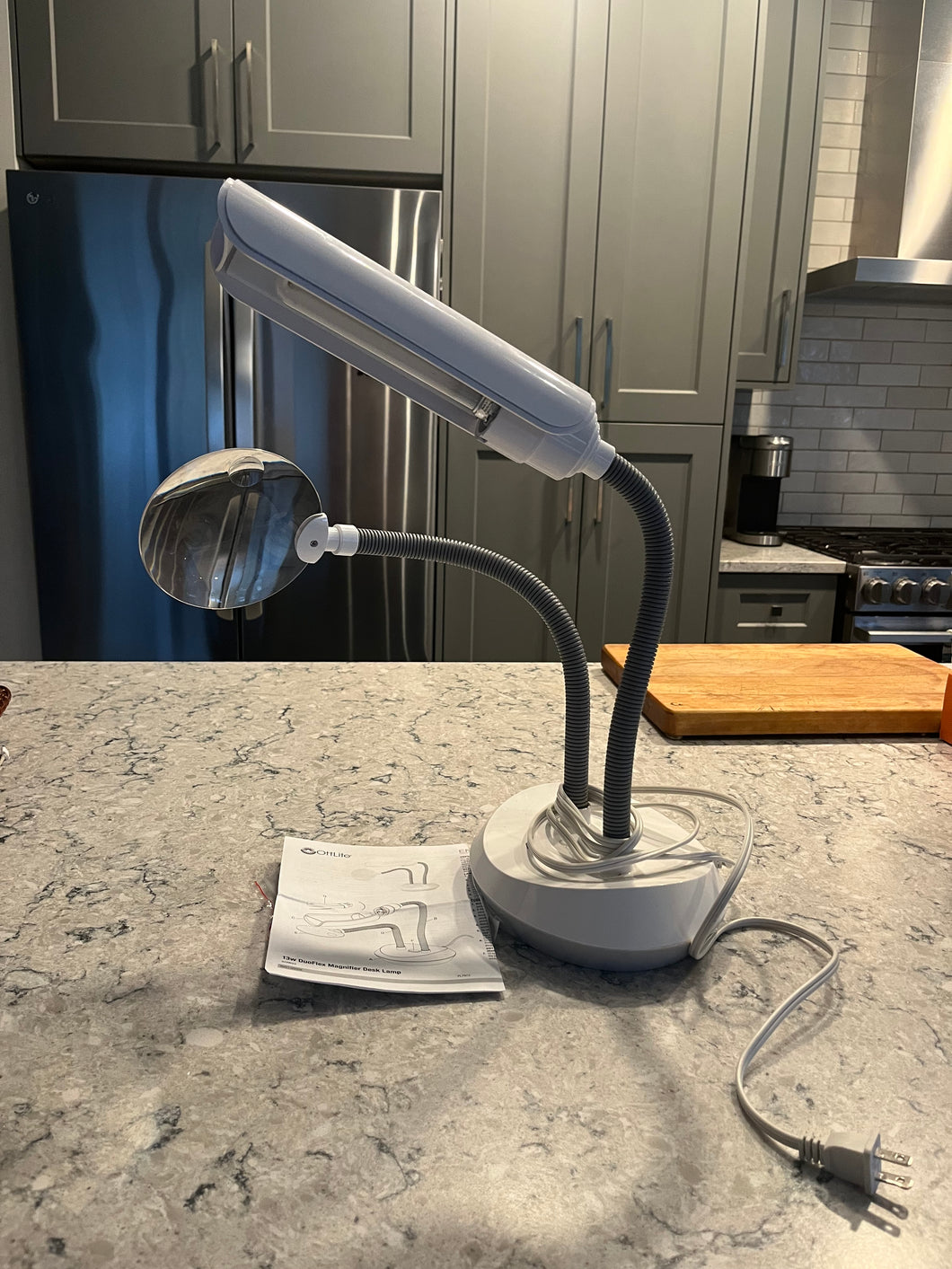 Task lamp with magnifier